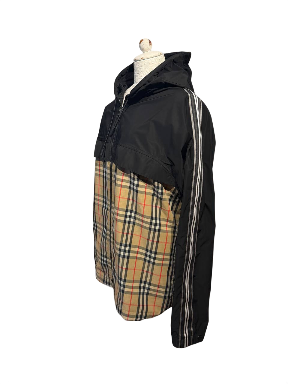 GIACCA A VENTO BURBERRY CON CAPPUCCIO TARTAN  Tg M