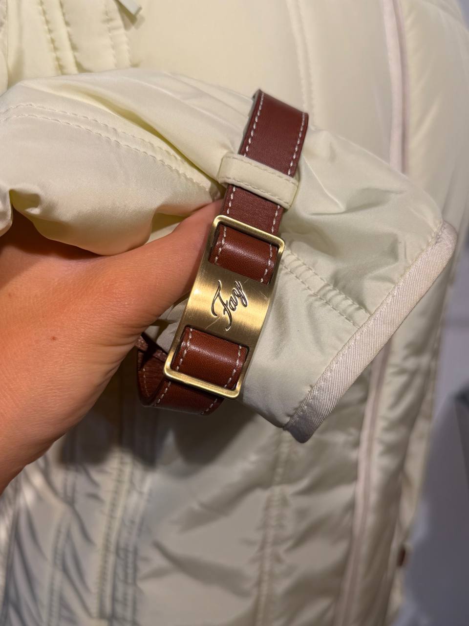 PIUMINO FAY LEGGERO COLOR BURRO DETTAGLI CUOIO Tg M