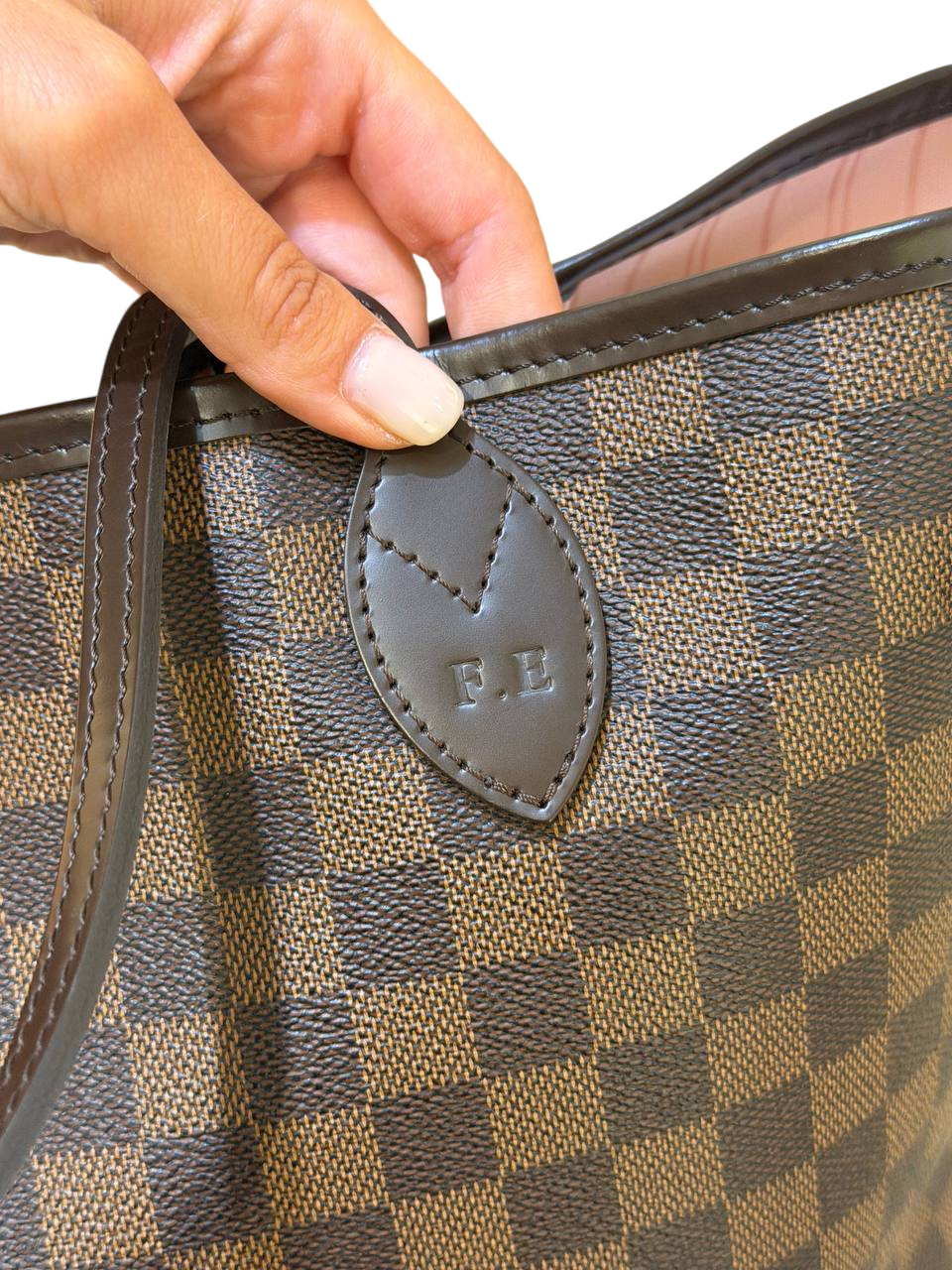 LOUIS VUITTON NEVERFULL MM  DAMIER EBENE INTERNO ROSA