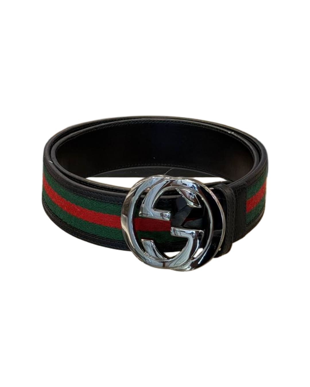 CINTURA GUCCI FASCIA WEB E RIFINITURE NERE MISURA 85
