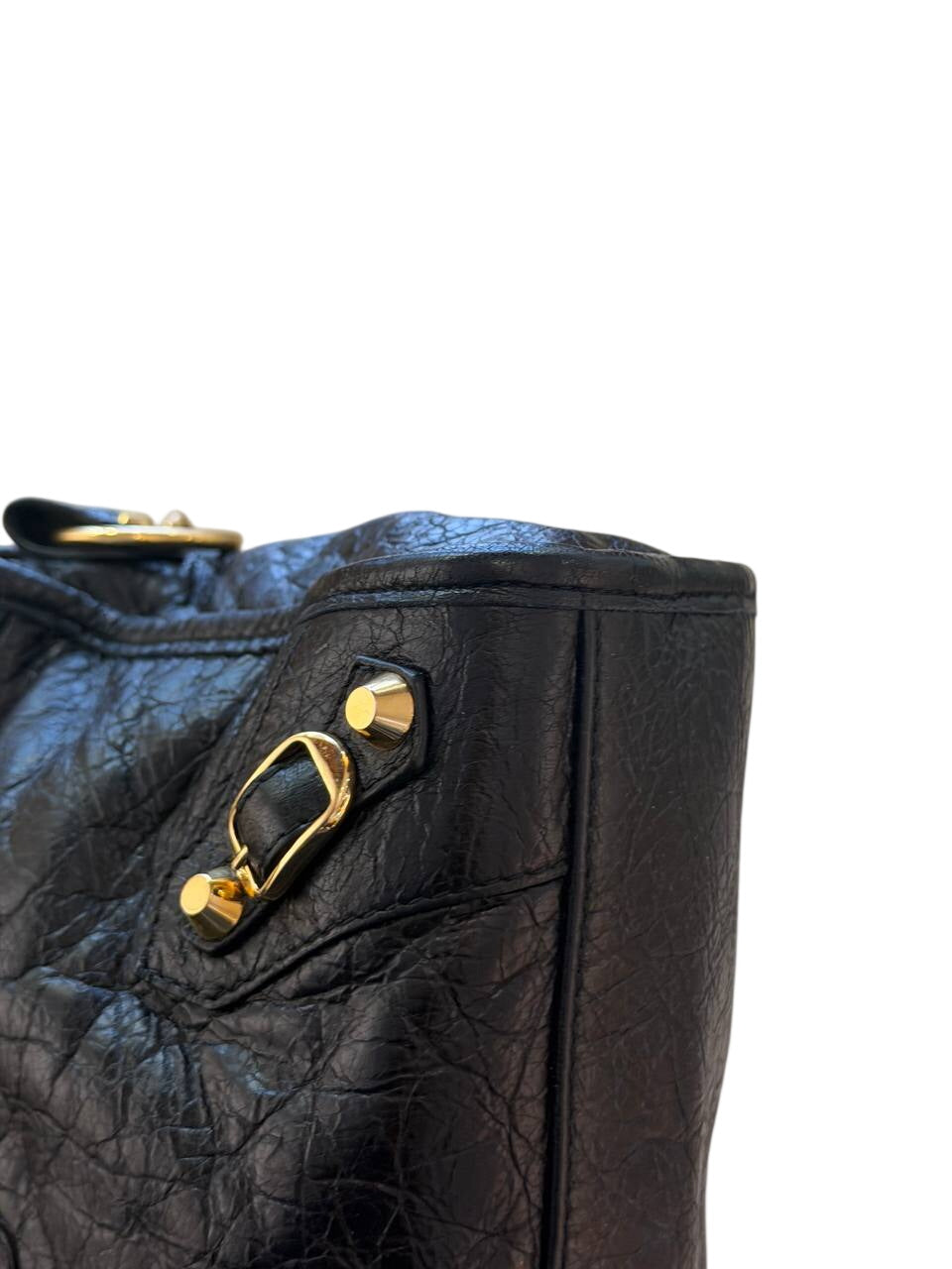 BALENCIAGA CITY SMALL PELLE NERA HARDWARE ORO