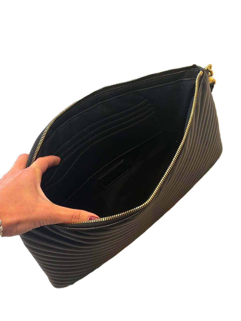 POCHETTE CASSANDRA YSL NERA HARDWARE ORO