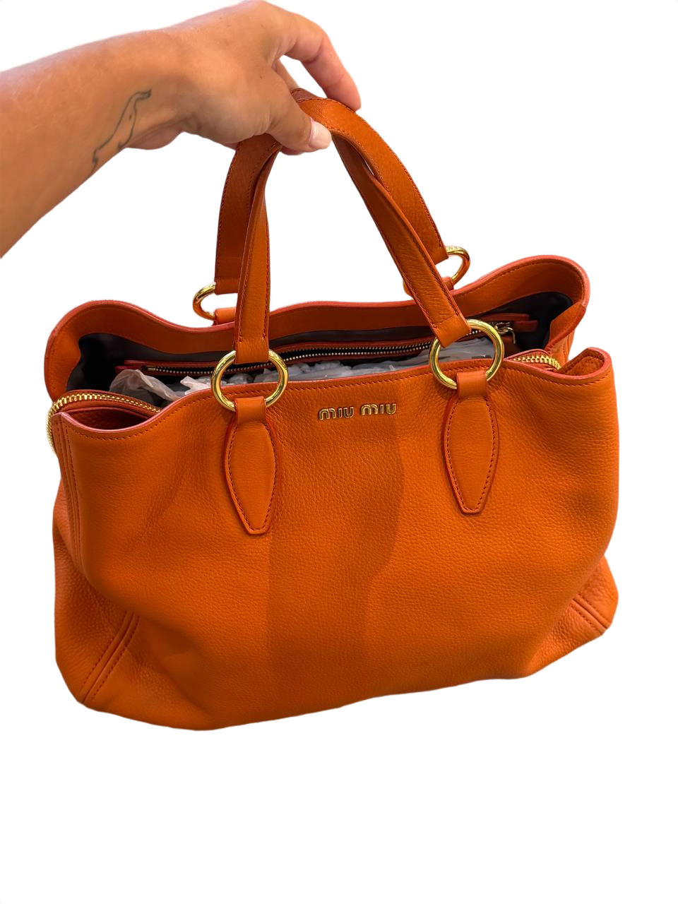 BORSA MIUMIU TOTE PELLE ARANCIONE