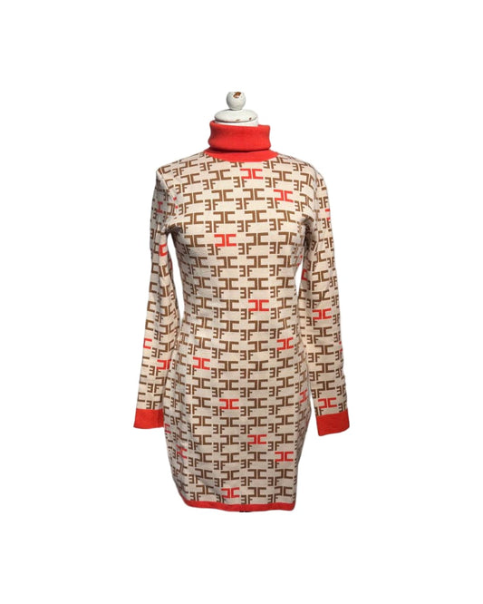 ABITO IN MAGLIA COLLO ALTO ELISABETTA FRANCHI  MONOGRAM Tg 44