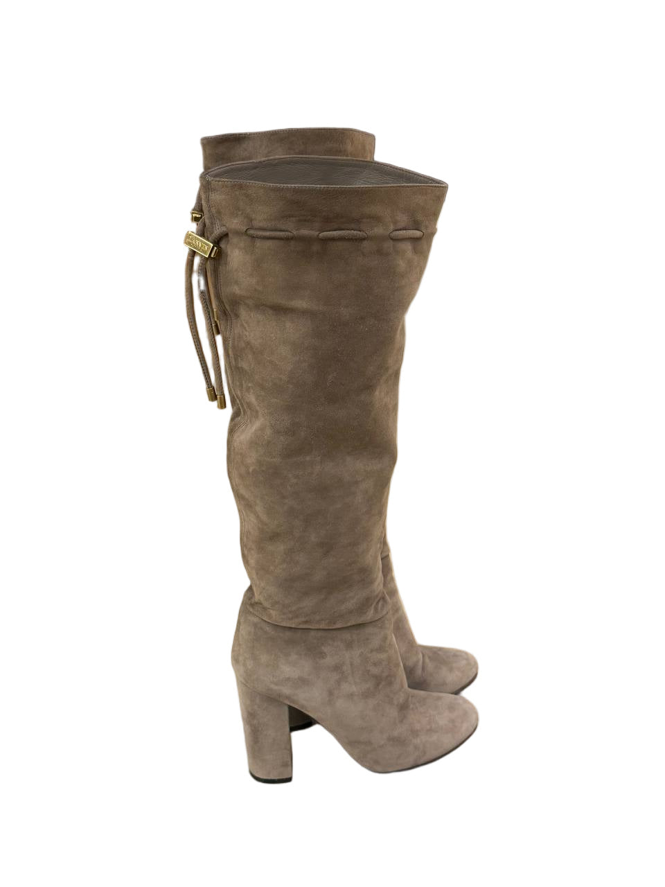 STIVALI LANVIN PARIS CAMOSCIO TORTORA CON TACCO Nr 38