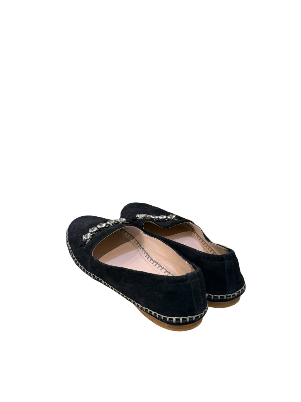 ESPADRILLAS MIUMIU SCAMOSCIATE CRISTALLI NERE Nr 40