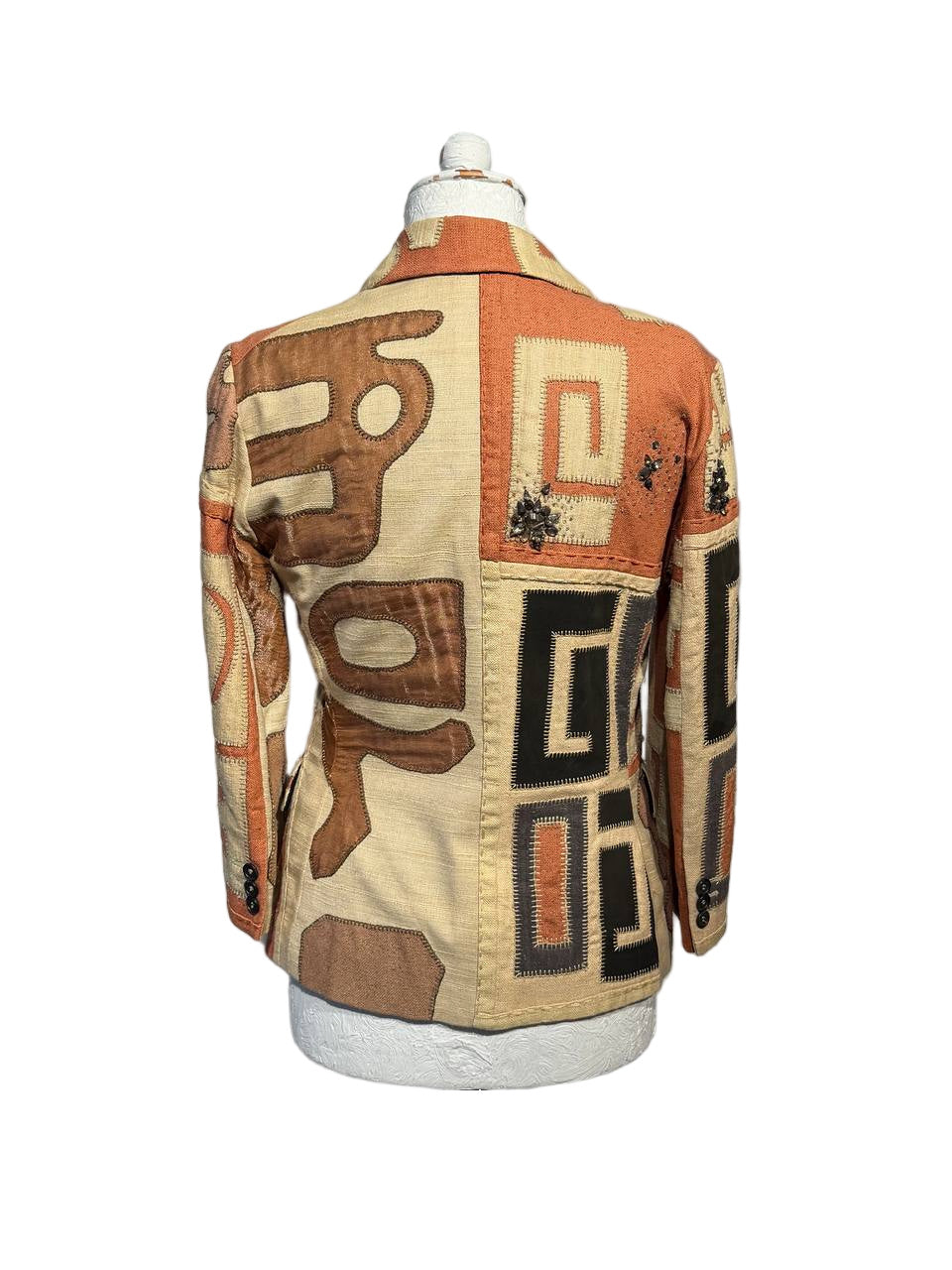 GIACCA ETRO MILANO SETA PATCHWORK RICAMATA Tg 42
