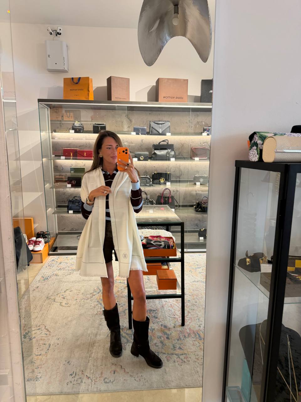 SCIARPA CHANEL  IN LANA AVORIO CC LOGO