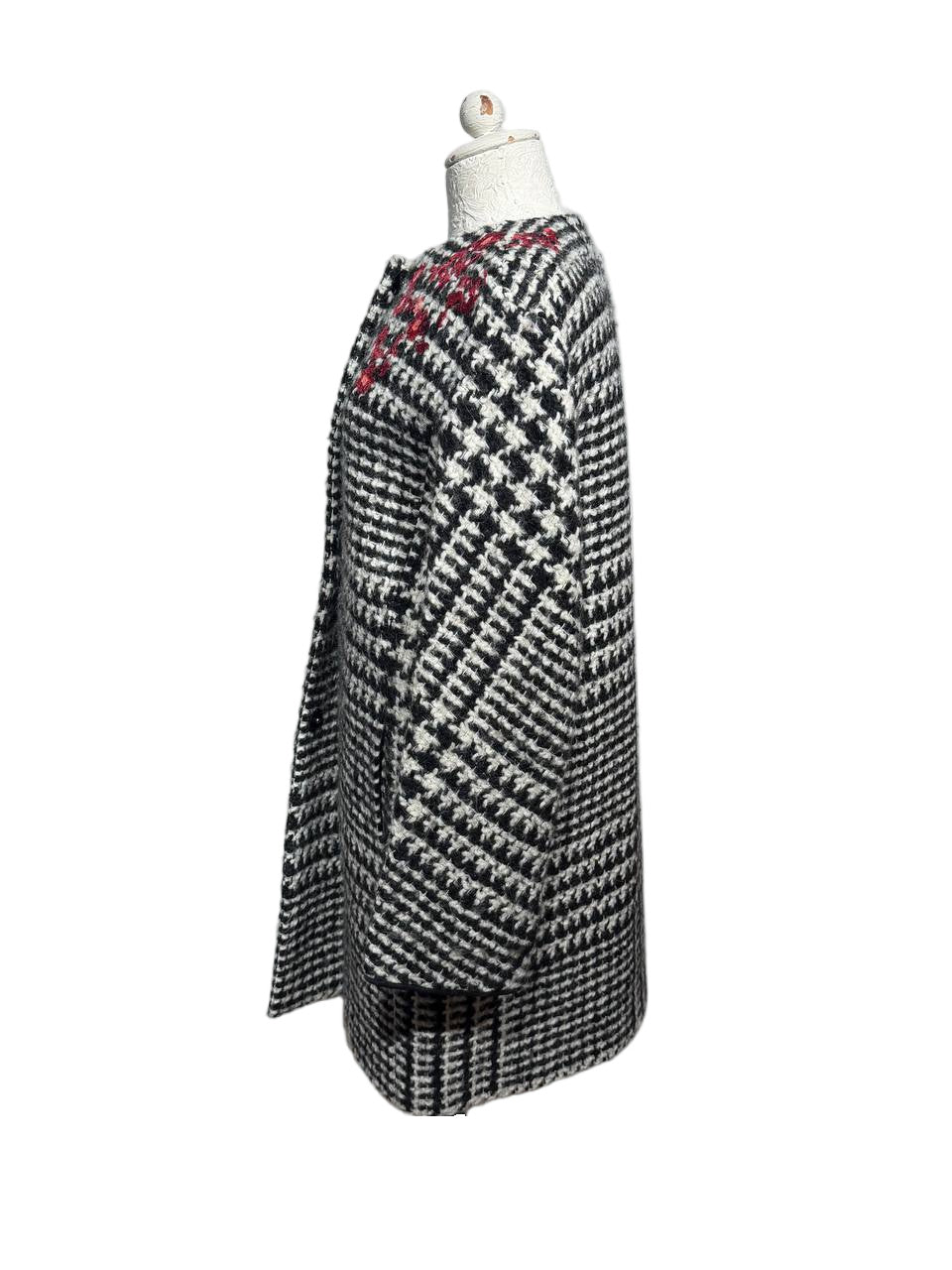 CAPPOTTO ERMANNO SCERVINO PIED DE POULE RICAMO Tg 40