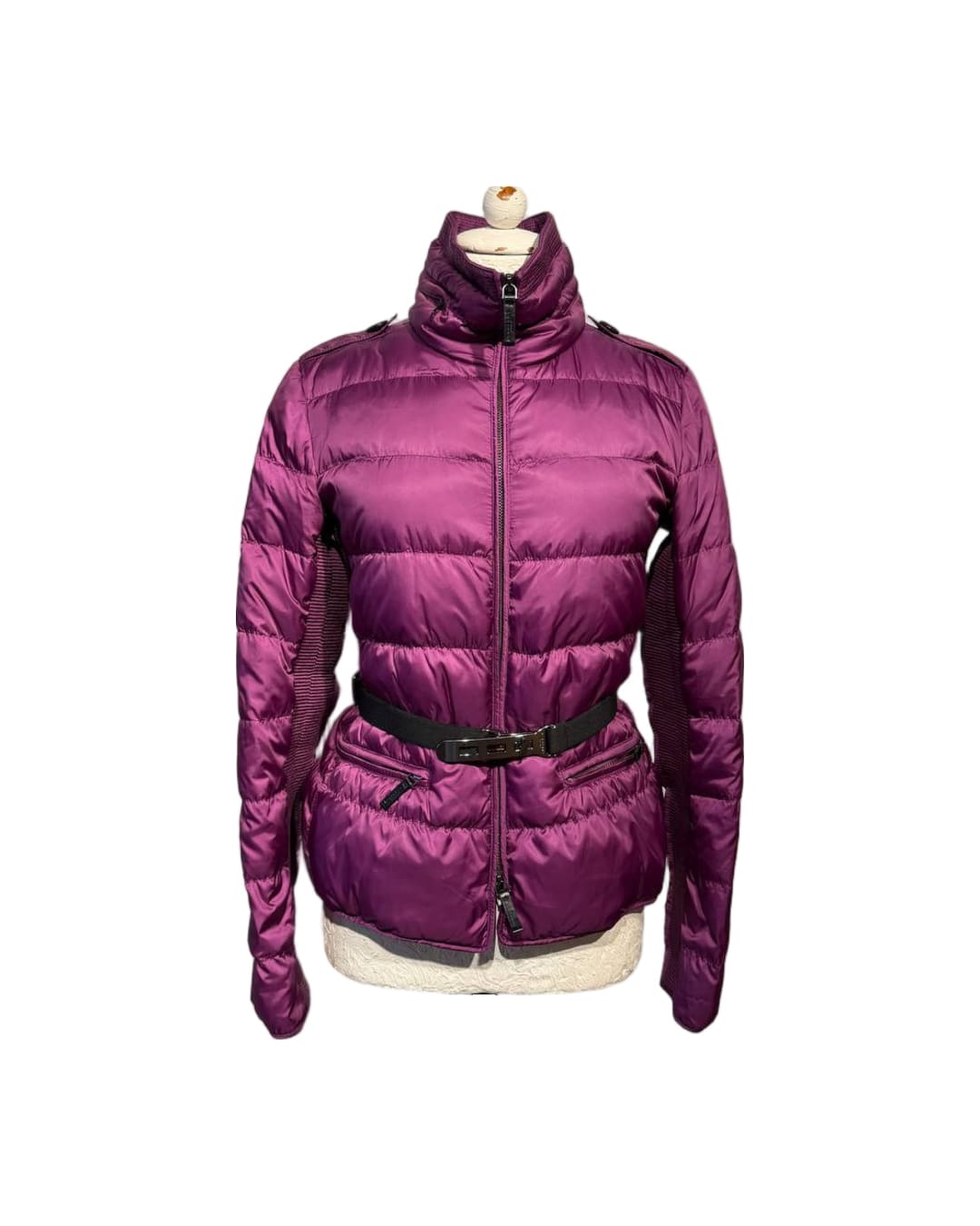 PIUMINO BURBERRY PRUGNA CON CINTURA Tg S