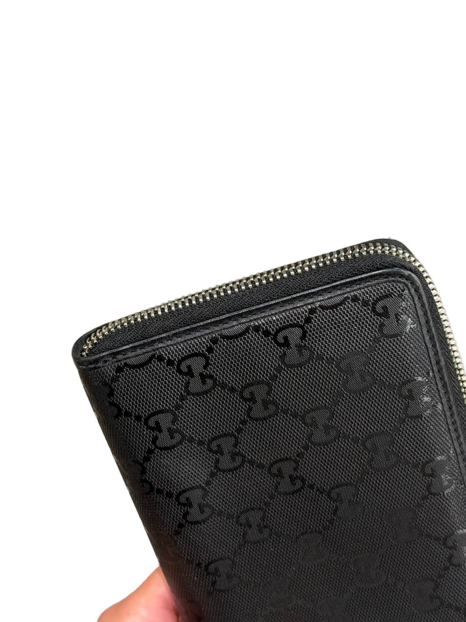 PORTAFOGLIO GUCCI ZIP AROUND GG NERO PVC