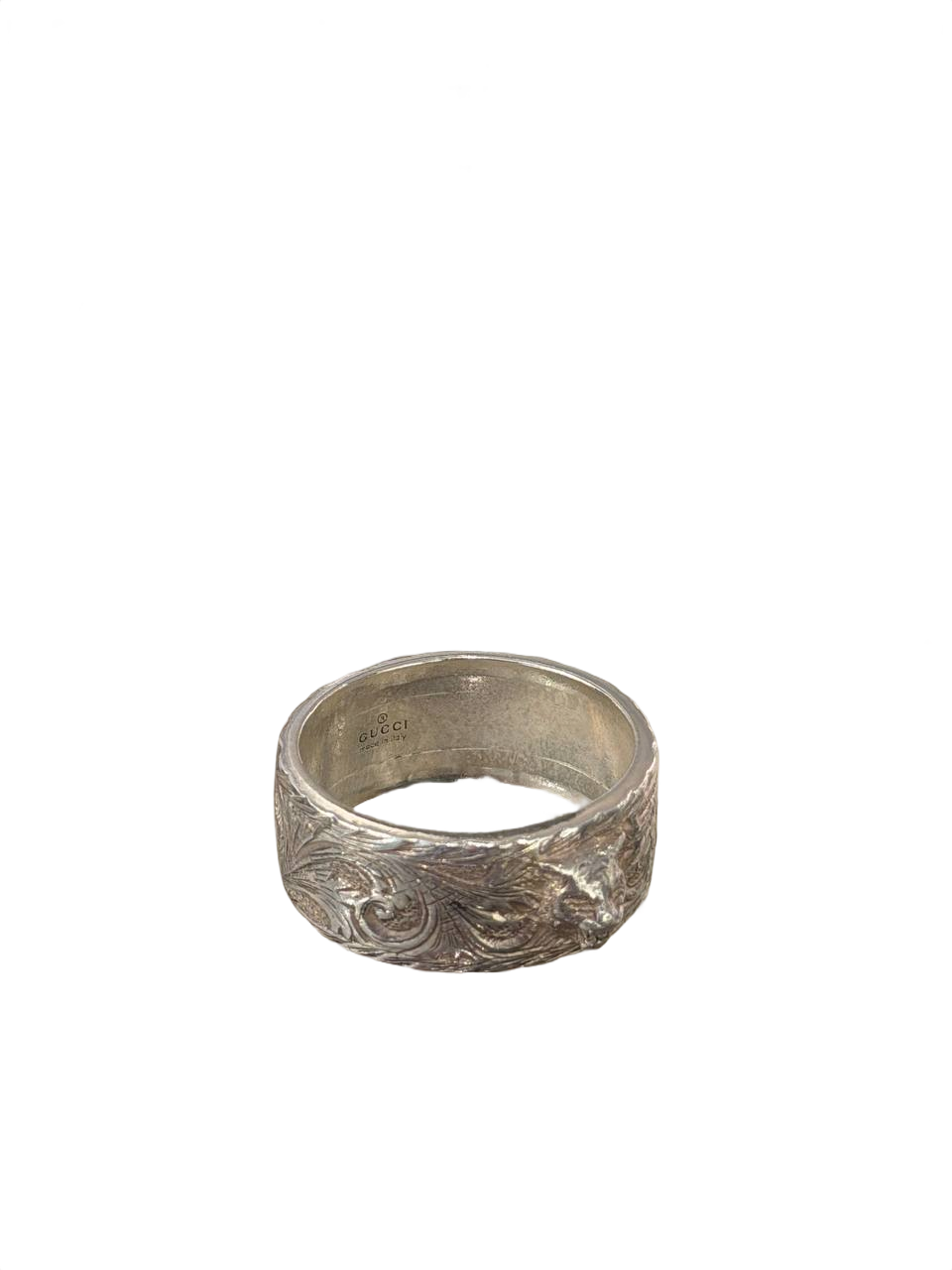ANELLO GUCCI ARGENTO UOMO INCISIONE TIGRE
