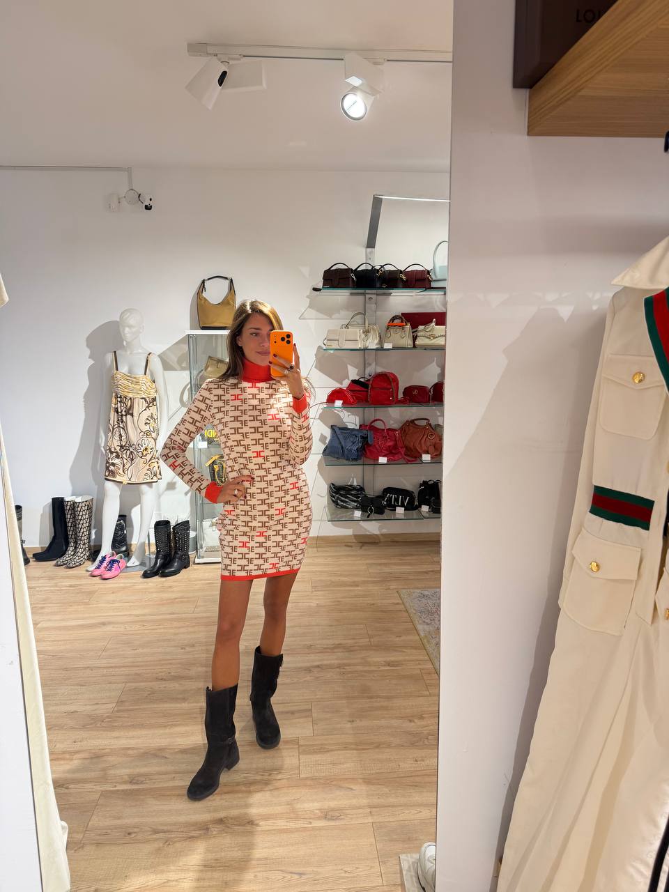 ABITO IN MAGLIA COLLO ALTO ELISABETTA FRANCHI  MONOGRAM Tg 44