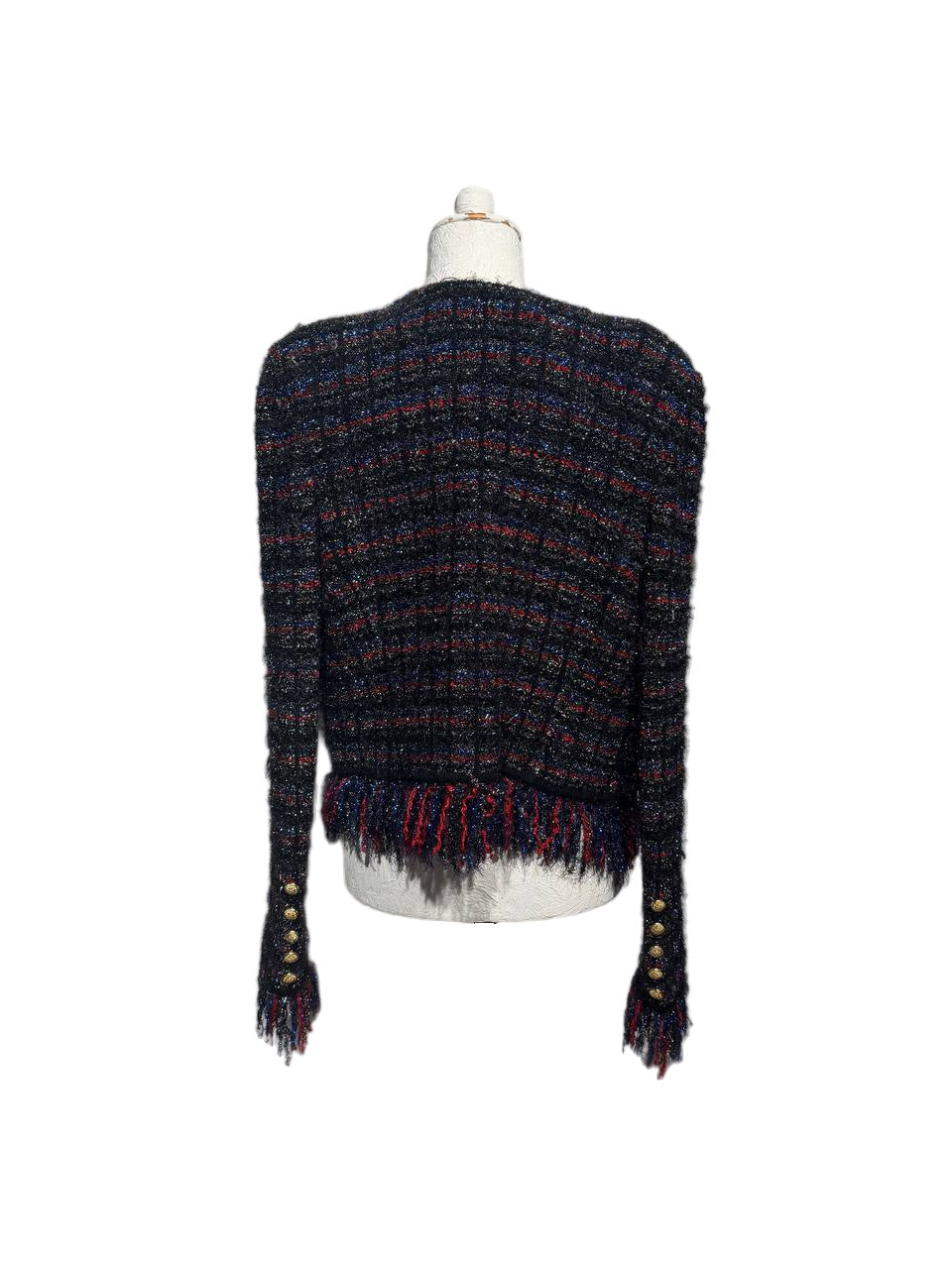 GIACCA BALMAIN NERA LUREX CON STEMMA FRONTALE Tg 42