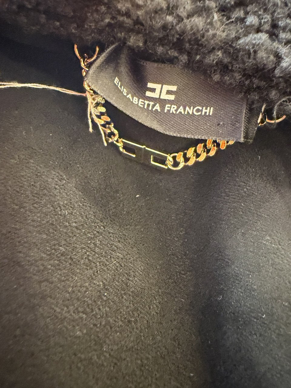 ELISABETTA FRANCHI GIACCA ECO MONTONE NERA Tg 42