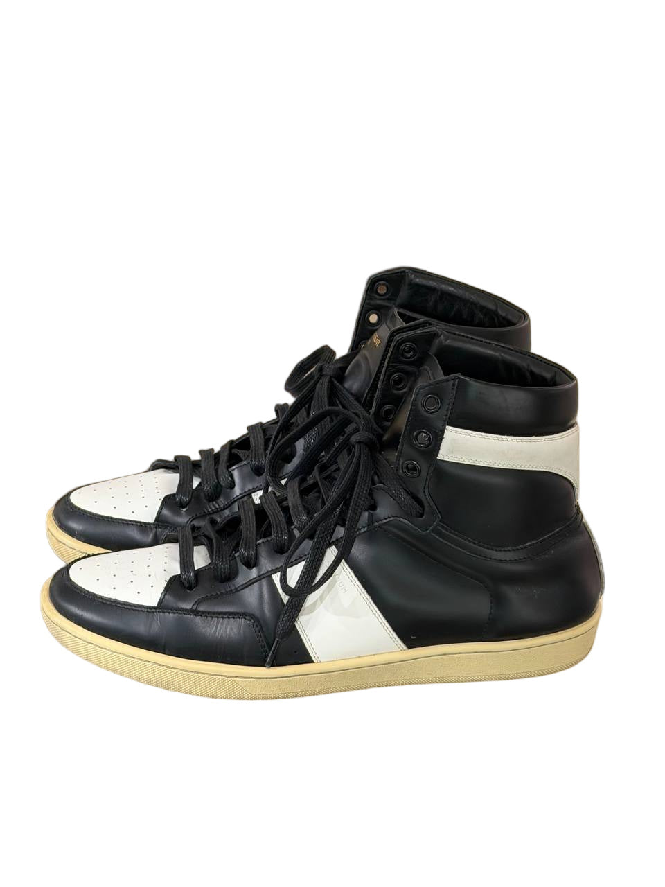 SNEAKERS SAINT LAURENT SL/10H  ALTA BICOLOR BIANCO E NERO Nr 41.5