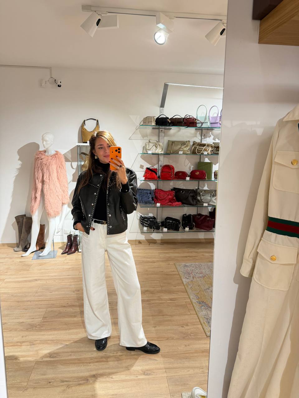 GIACCA PELLE BORCHIE PANTERA NERA MAJE Tg 40