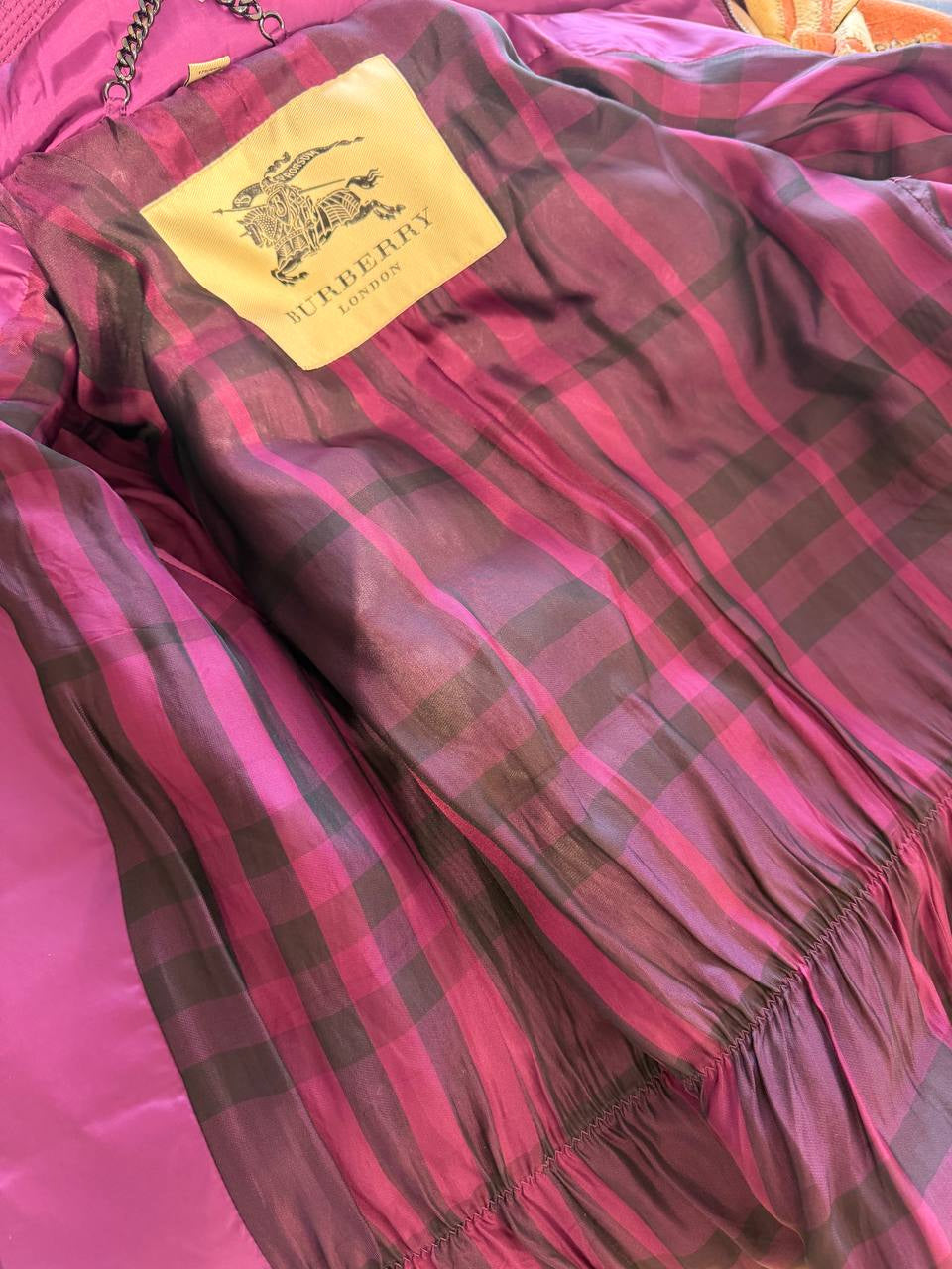 PIUMINO BURBERRY PRUGNA CON CINTURA Tg S