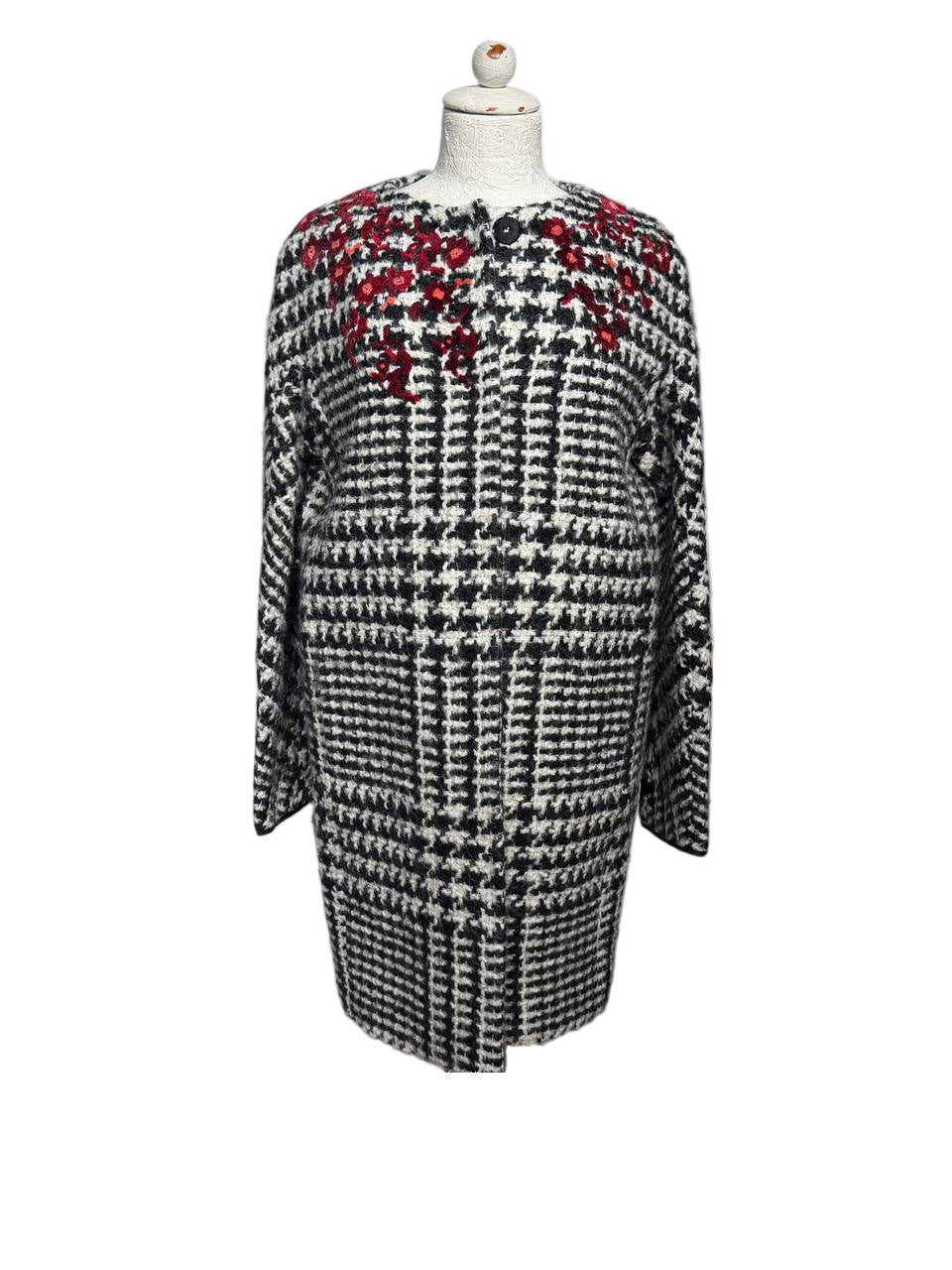 CAPPOTTO ERMANNO SCERVINO PIED DE POULE RICAMO Tg 40