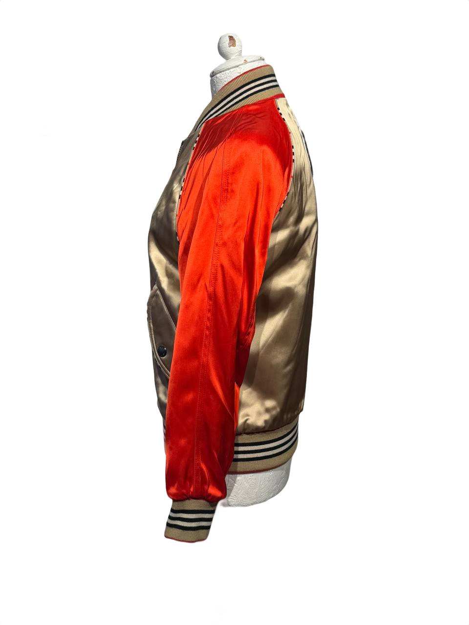 BOMBER BURBERRY SATINATO ORO/ARANCIO TB Tg 38