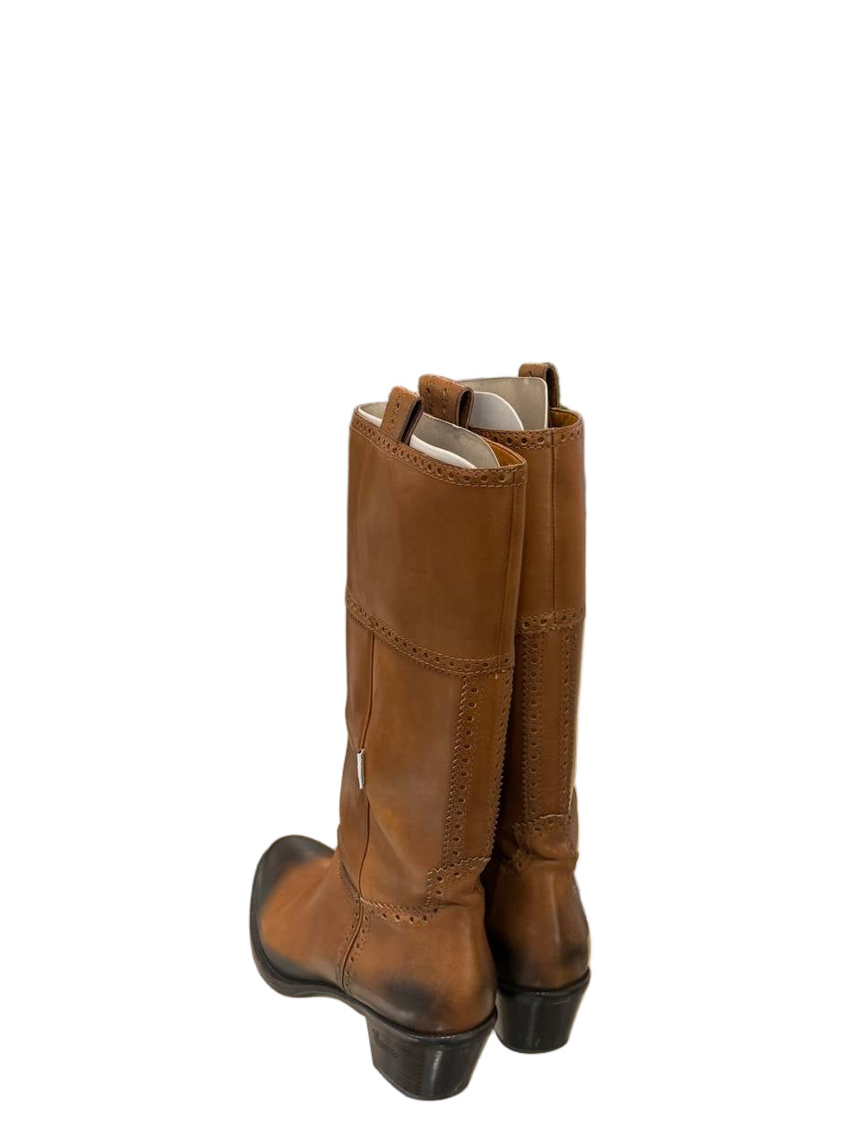 STIVALI GUCCI STILE CAMPEROS PELLE CUOIO PUNTA SCURA Nr 39.5