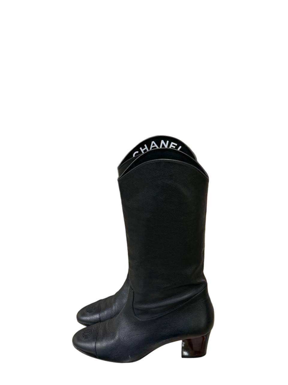 STIVALI CHANEL NERI IN PELLE LOGO CC Nr 37