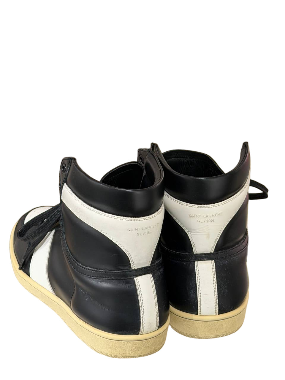 SNEAKERS SAINT LAURENT SL/10H  ALTA BICOLOR BIANCO E NERO Nr 41.5