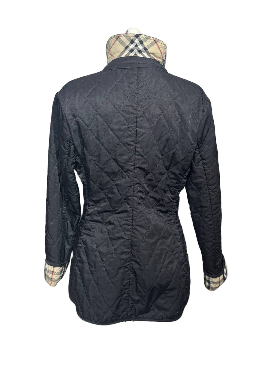 GIACCA LEGGERA BURBERRY TRAPUNTATA NERA FODERA CHECK Tg 42
