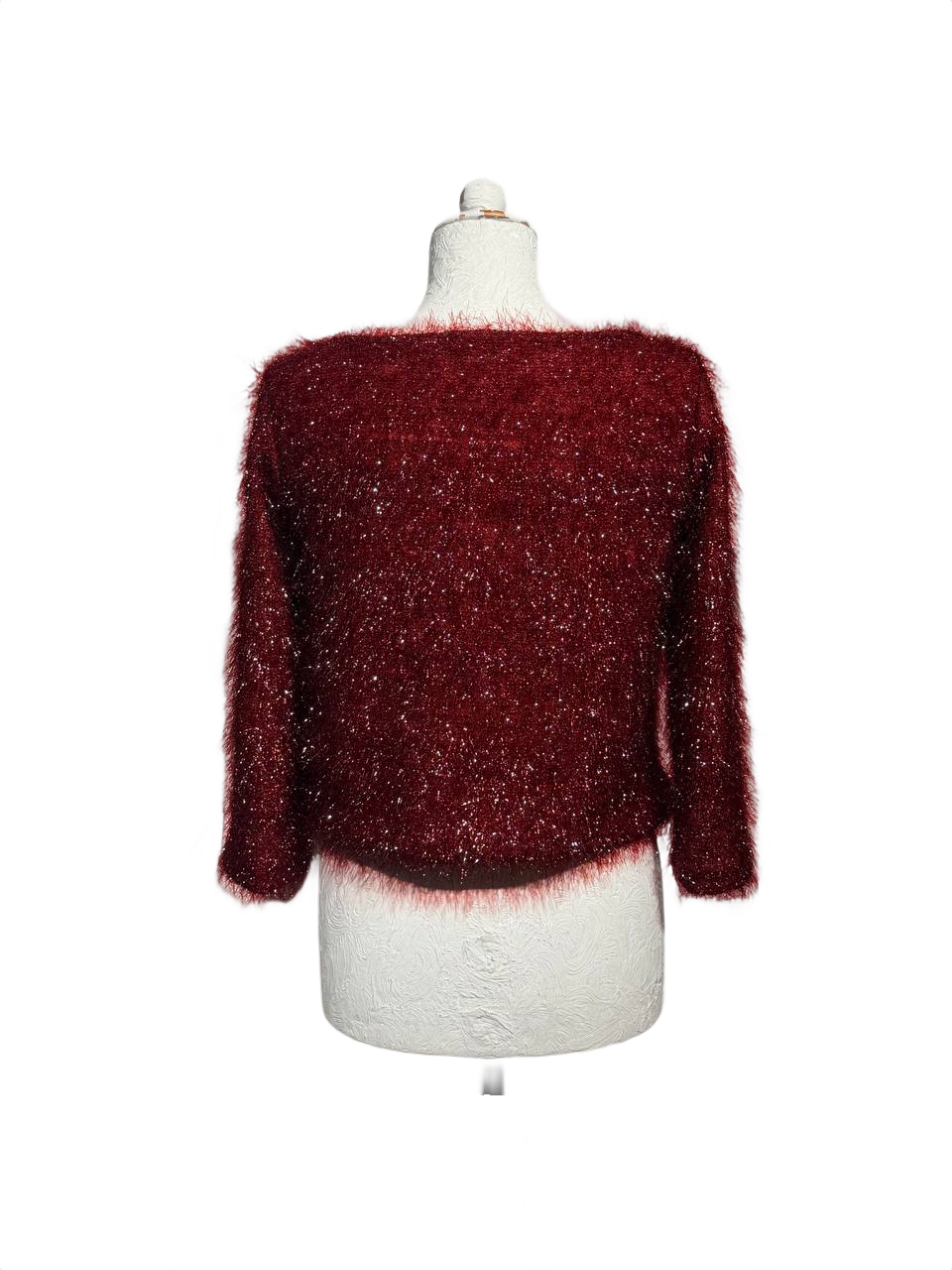 MAGLIA EYELASH GLITTER BORDEAUX Tg S