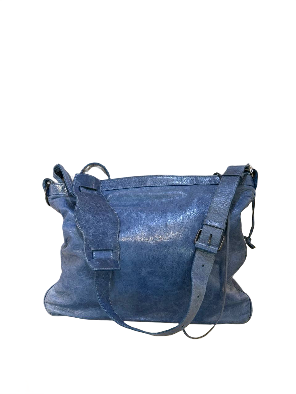 BORSA BALENCIAGA A TRACOLLA PELLE BLU JEANS