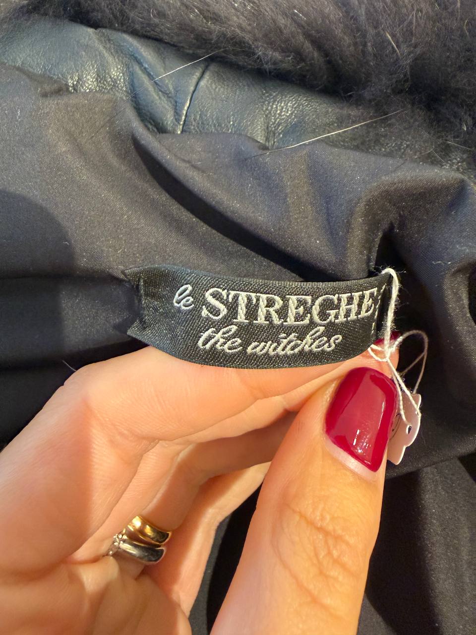 PIUMINO LE STREGHE GRIGIO/NERO PELO DI VOLPE NERO Tg 46