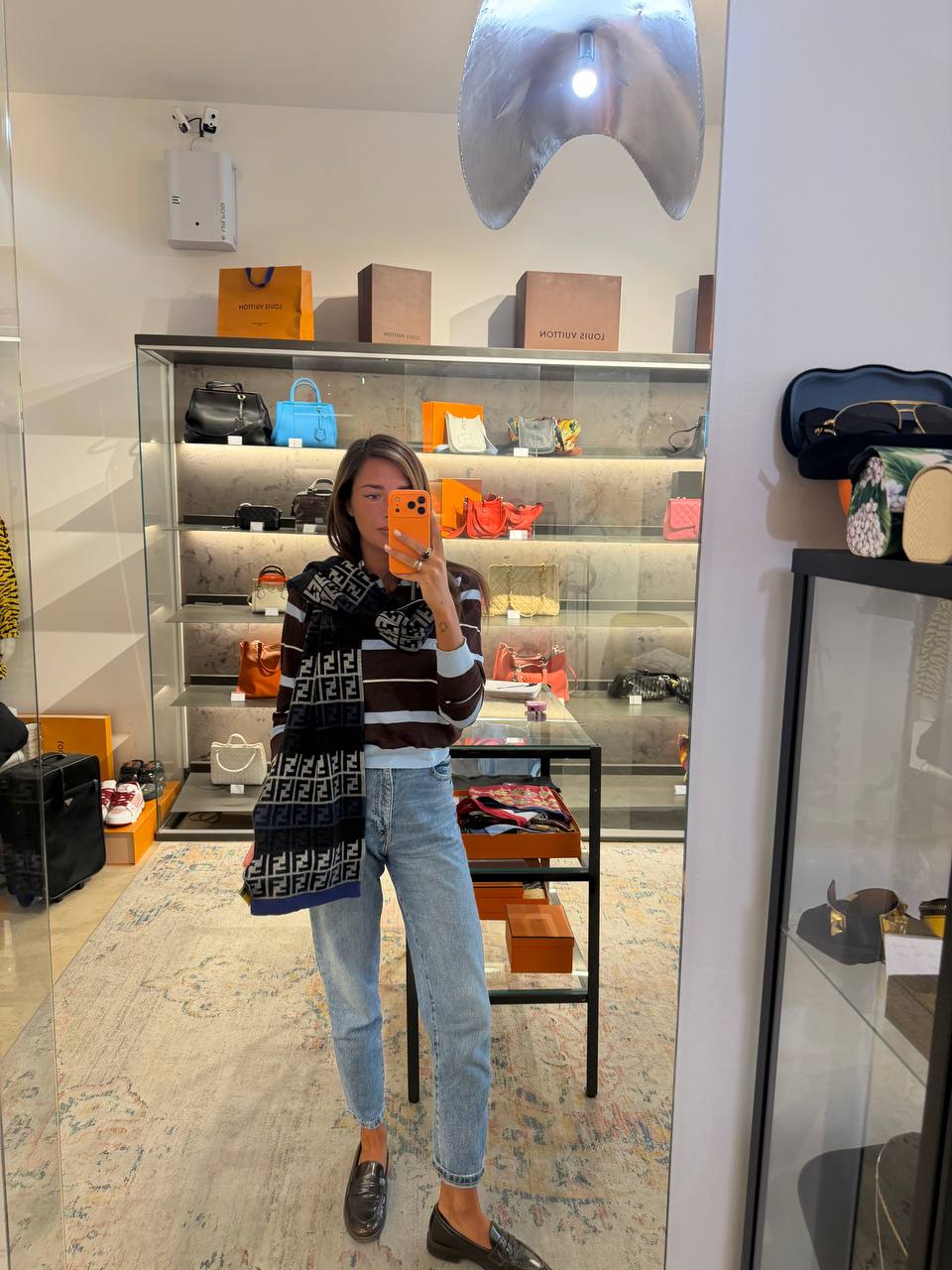 SCIARPA FENDI FF MONOGRAM BLU GRIGIO