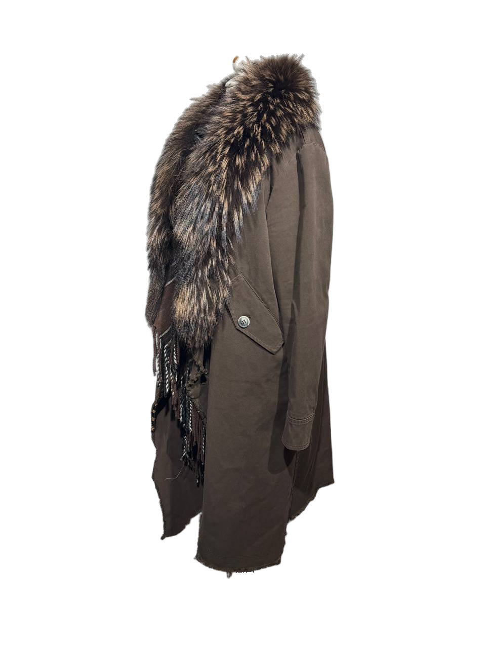 CAPPOTTO MARRONE DELUXE 2 PZ CON PELO VOLPE Tg 44