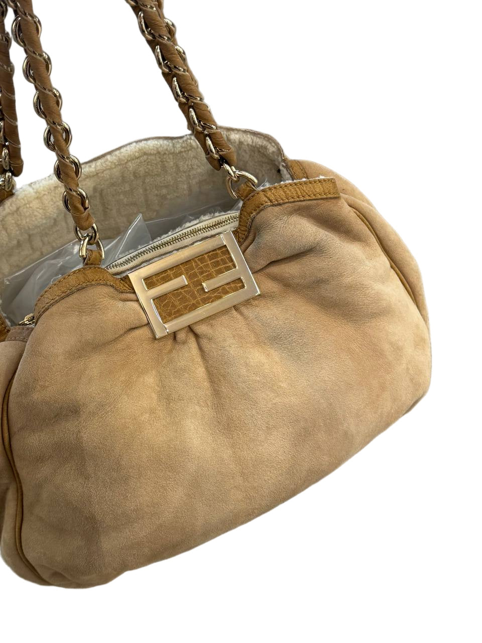 FENDI MIA CAMOSCIO BEIGE INTERNO MONTONE