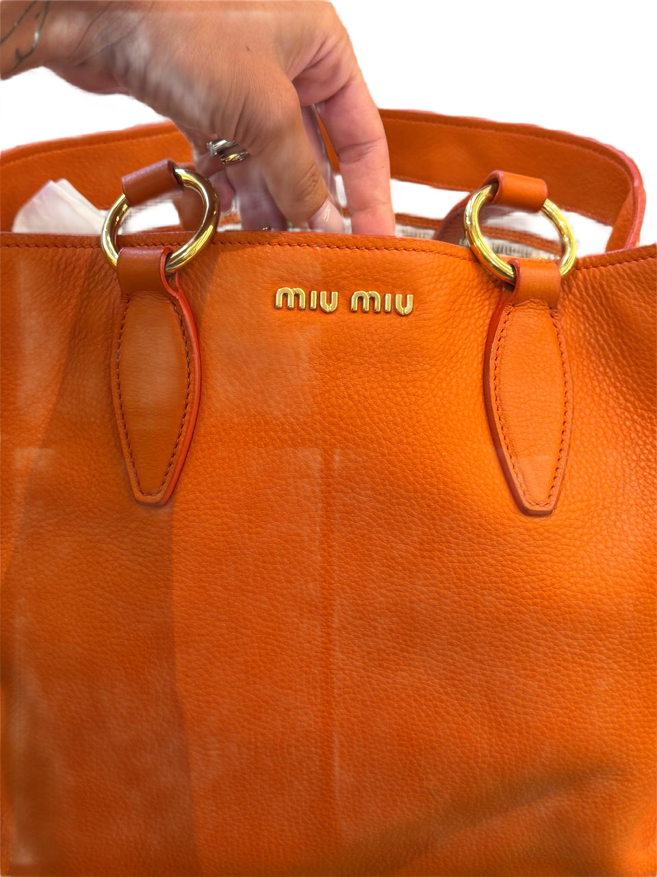 BORSA MIUMIU TOTE PELLE ARANCIONE