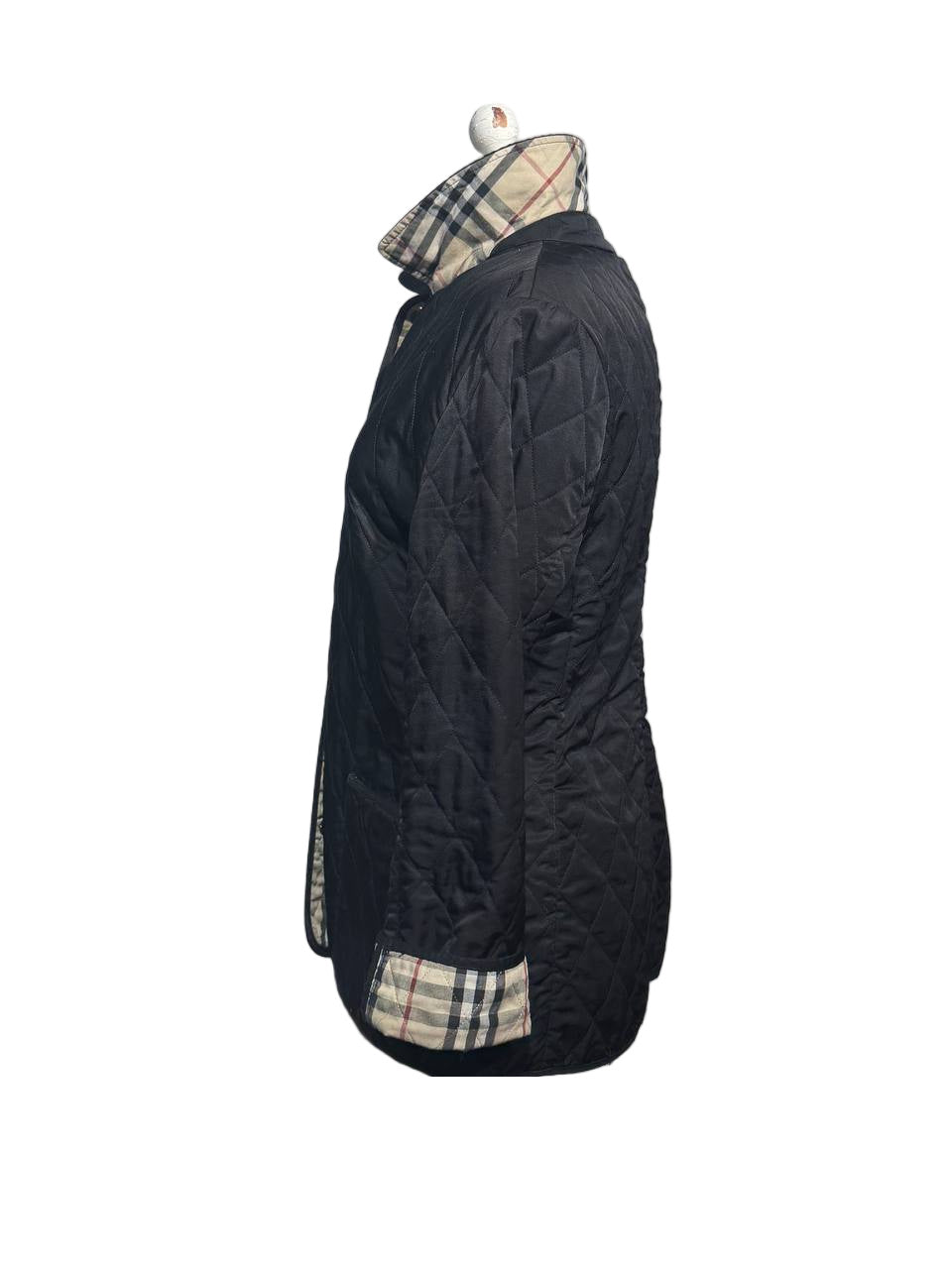 GIACCA LEGGERA BURBERRY TRAPUNTATA NERA FODERA CHECK Tg 42
