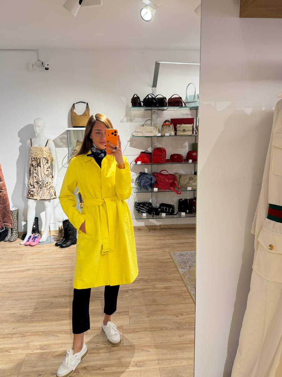IMPERMEABILE MAX&CO GIALLO CON CINTURA Tg 46