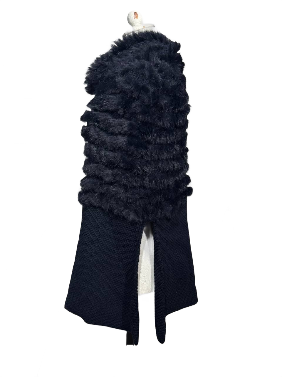 PONCHO LANA E LAPIN BLU NAVY SENZA MANICHE