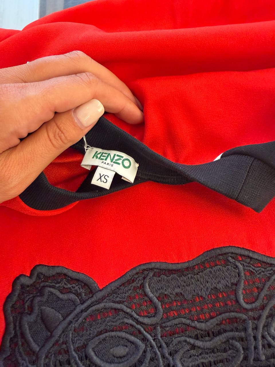 FELPA KENZO PARIS TIGER ROSSA MANICHE LUNGHE Tg XS