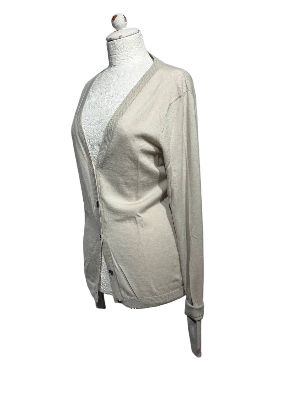 CARDIGAN BURBERRY LANA MERINO POLSINI CHECK Tg L