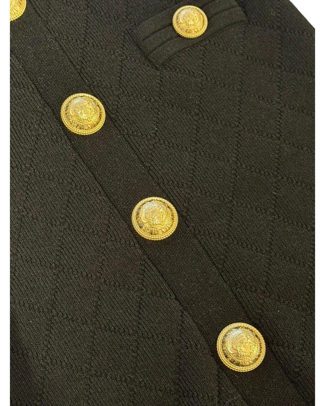 BALMAIN PARIS ABITO MAGLIA NERA BOTTONI DORATI Tg 38