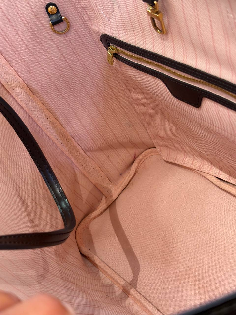 LOUIS VUITTON NEVERFULL MM  DAMIER EBENE INTERNO ROSA