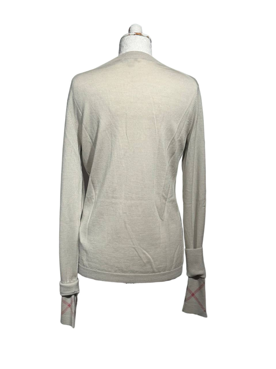 CARDIGAN BURBERRY LANA MERINO POLSINI CHECK Tg L