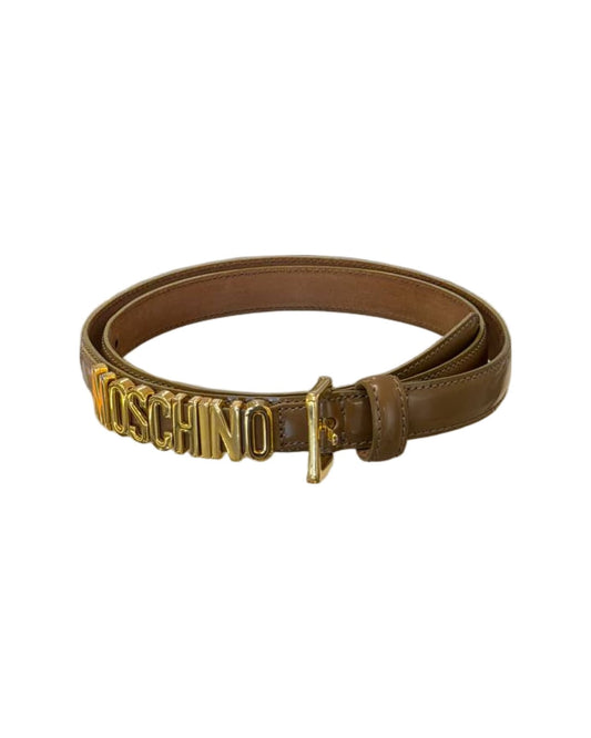 CINTURA SOTTILE MOSCHINO CARAMELLO LETTERE GOLD
