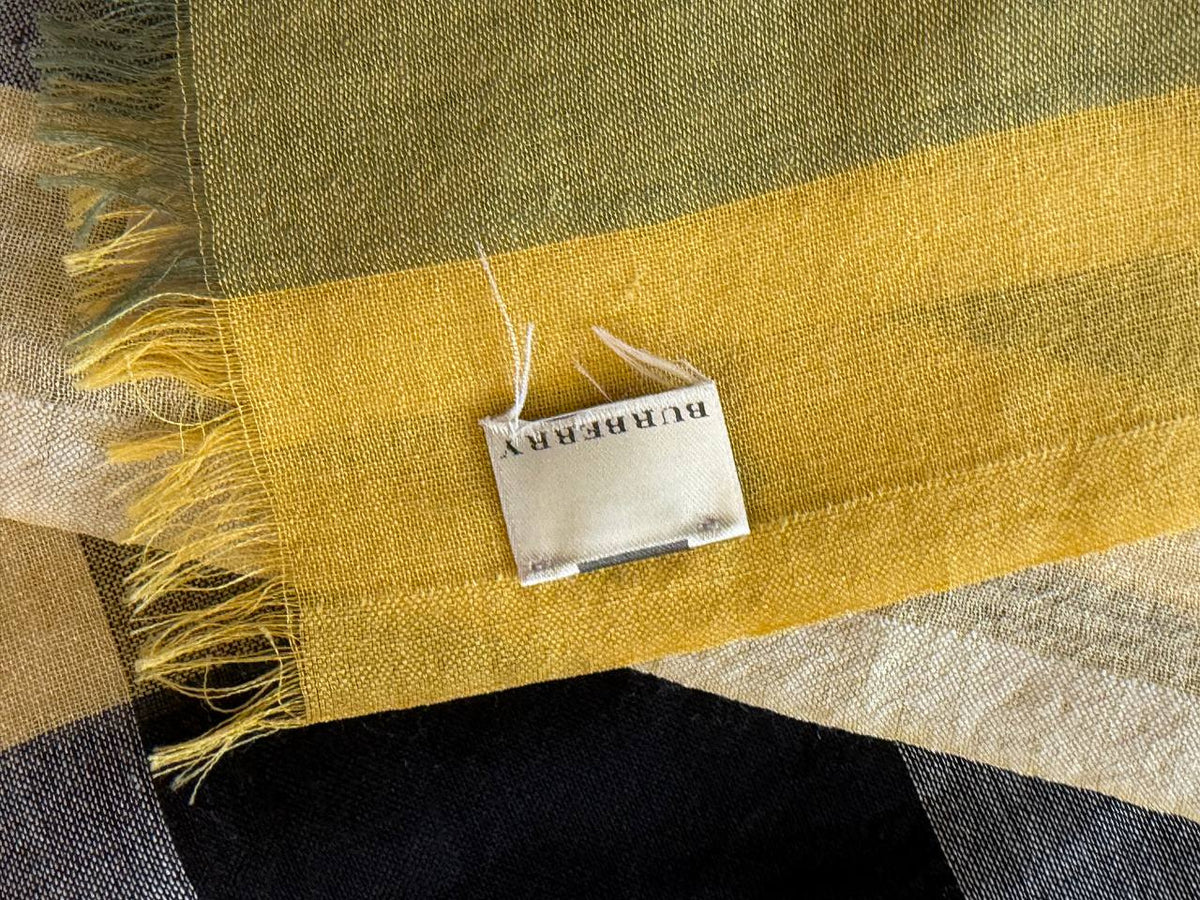 SCIARPA LEGGERA BURBERRY CHECK GIALLO LANA SETA