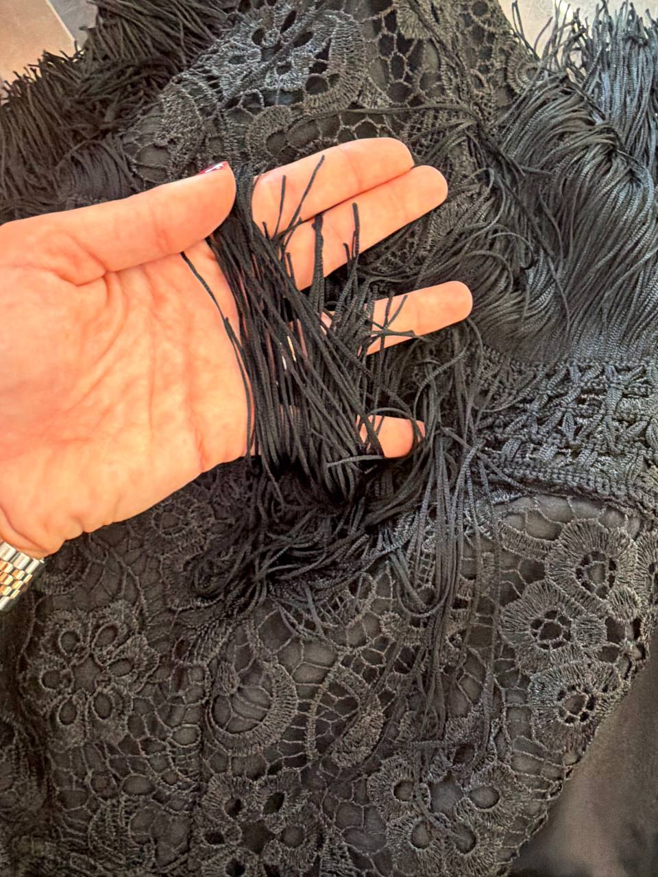 GONNA ELISABETTA FRANCHI PIZZO E FRANGE NERA Tg 40
