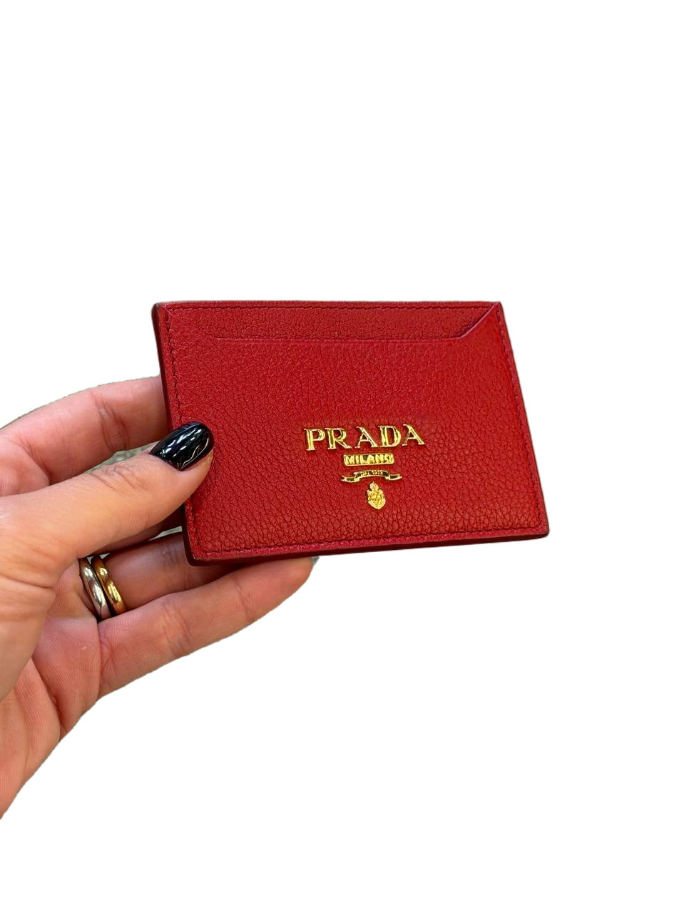 PORTACARTE PRADA PELLE VITELLO GRAIN ROSSO