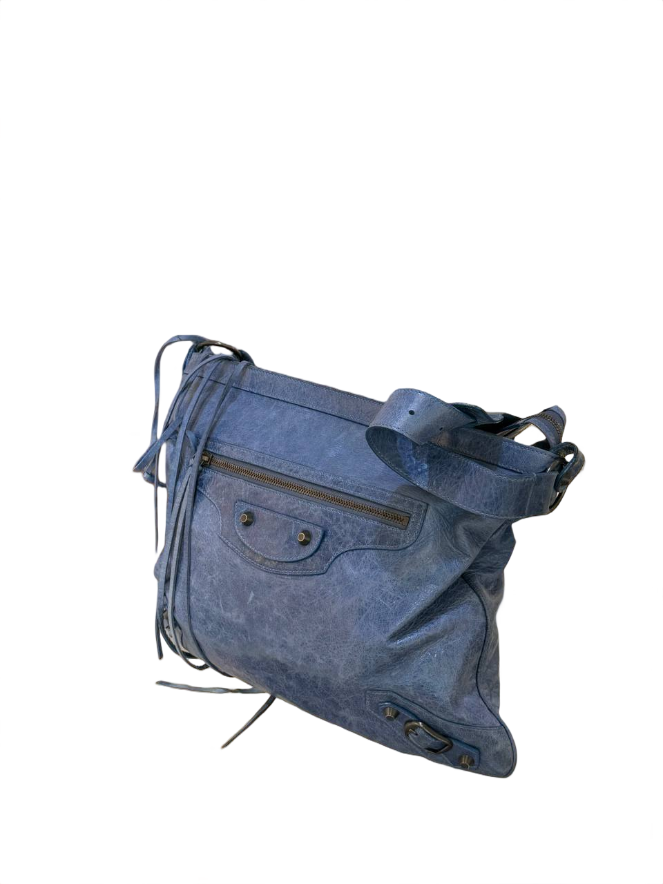BORSA BALENCIAGA A TRACOLLA PELLE BLU JEANS