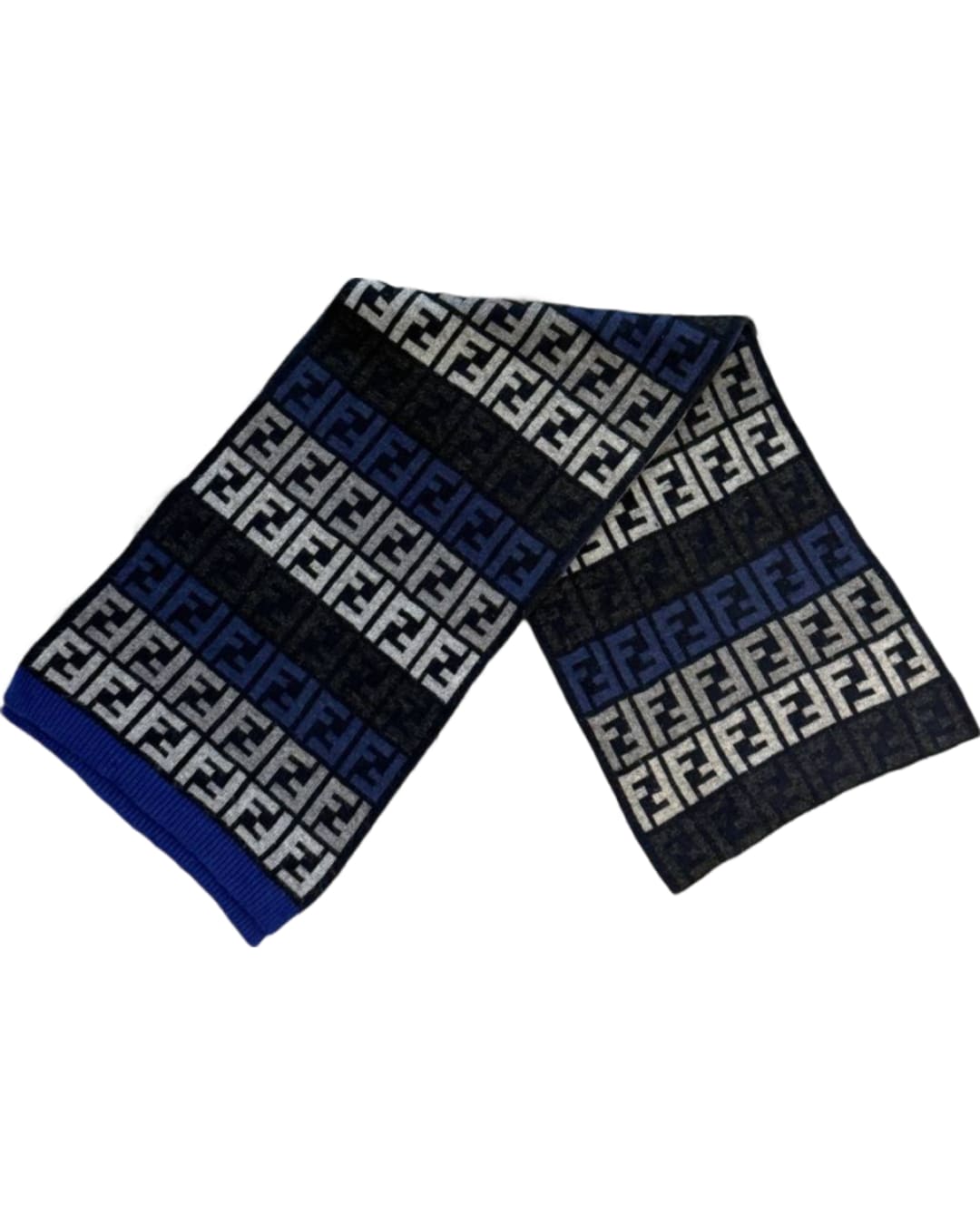 SCIARPA FENDI FF MONOGRAM BLU GRIGIO