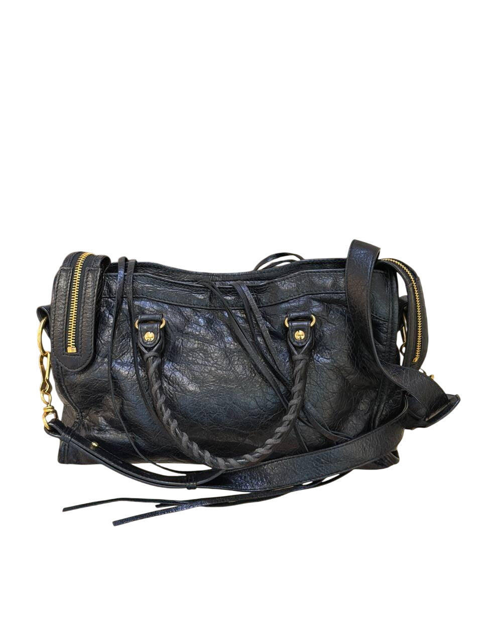 BALENCIAGA CITY SMALL PELLE NERA HARDWARE ORO